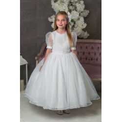 PAULA'S COMMUNION WHITE TEA-LENGTH FIRST HOLY COMMUNION DRESS STYLE PJ-29