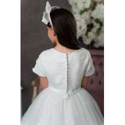 PAULA'S COMMUNION WHITE TEA-LENGTH FIRST HOLY COMMUNION DRESS STYLE PJ-18 S/P