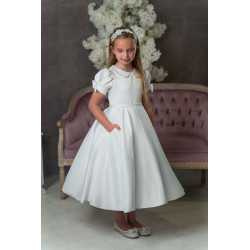 PAULA'S COMMUNION WHITE TEA-LENGTH FIRST HOLY COMMUNION DRESS STYLE PJ-31