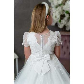 PAULA'S COMMUNION WHITE TEA-LENGTH FIRST HOLY COMMUNION DRESS