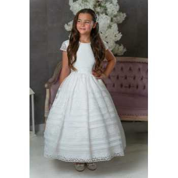 JOAN CALABRESE WHITE TEA-LENGTH FIRST HOLY COMMUNION DRESS