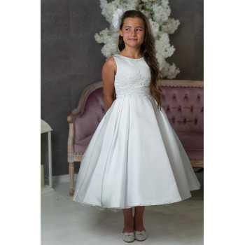 JOAN CALABRESE WHITE TEA-LENGTH FIRST HOLY COMMUNION DRESS