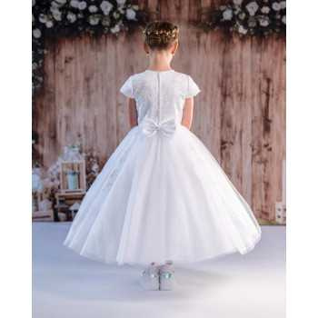 PAULA'S COMMUNION WHITE TEA-LENGTH FIRST HOLY COMMUNION DRESS