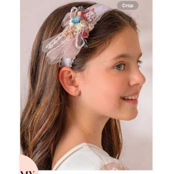 CARMY HANDMADE IVORY/PINK FIRST HOLY COMMUNION HEADBAND