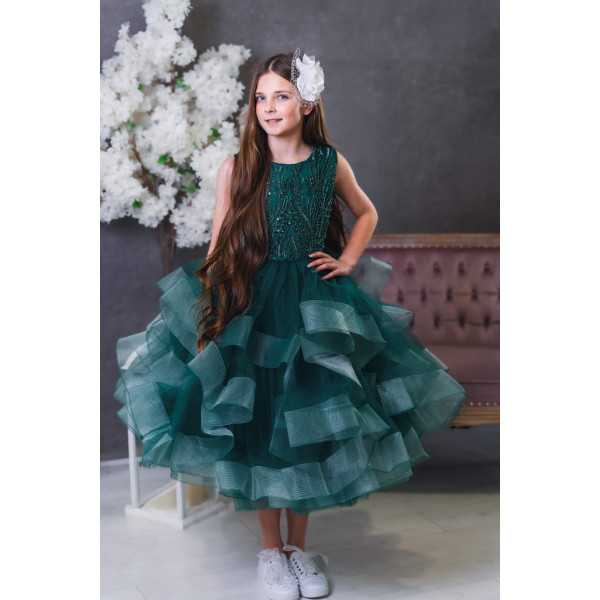 Dark Green Confirmation Dress