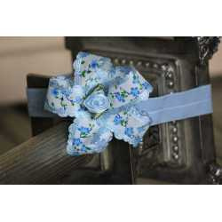 Blue Retro Twist Satin Ribbon Bow Headband