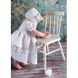 Linen Christening Windmill Outfit for Baby Girl