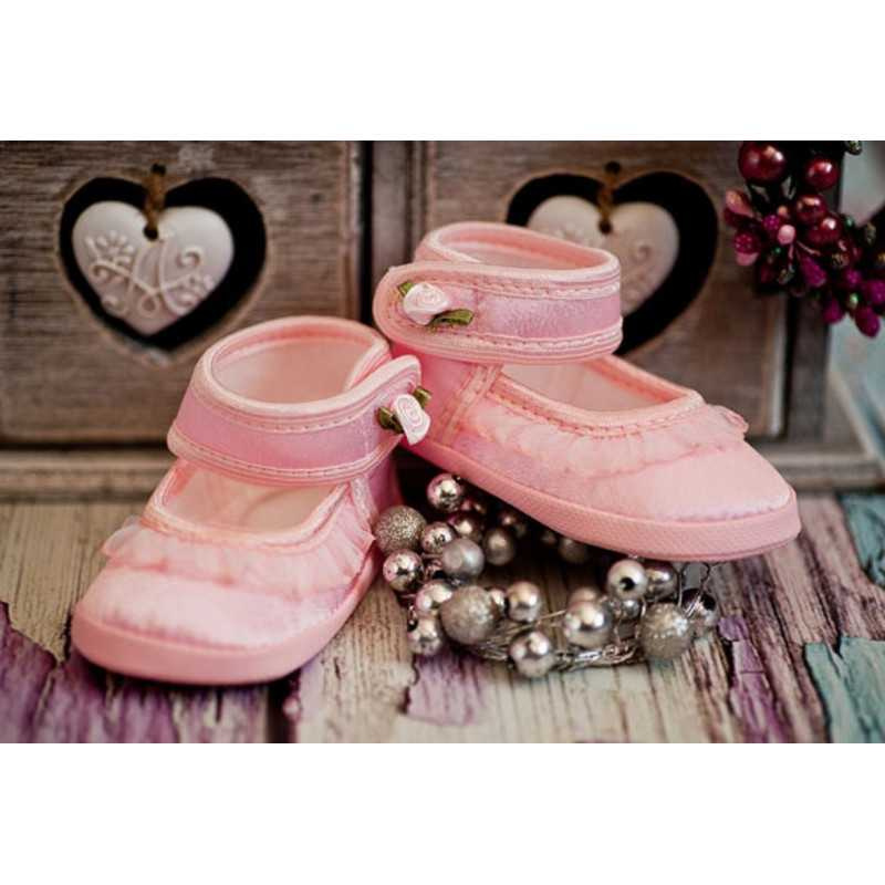 Christening Shoes M/Ballerina with Flounce and Rose Pink