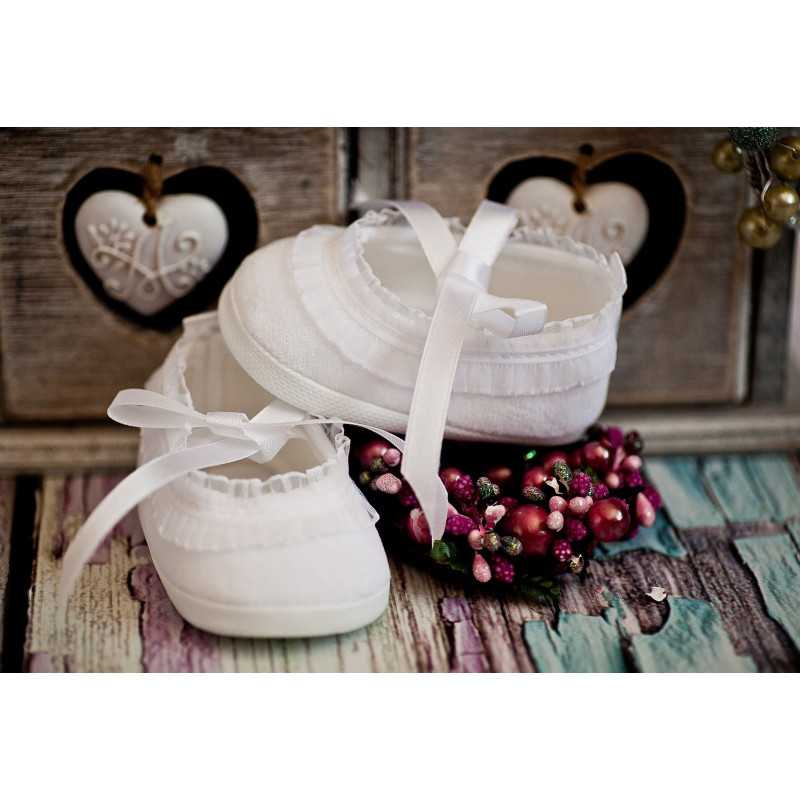 Velour Christening Shoes Ballerina