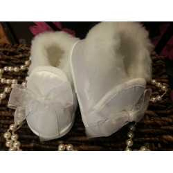 Baby Girls Christening Shoes with Bow and Fur M062