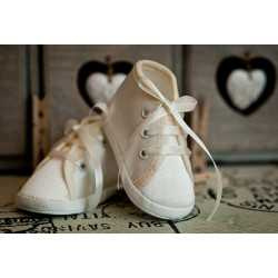 Satin Christening Shoes M006-3 Ivory