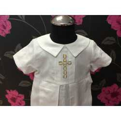 Handmade Linen Boys Christening Robe