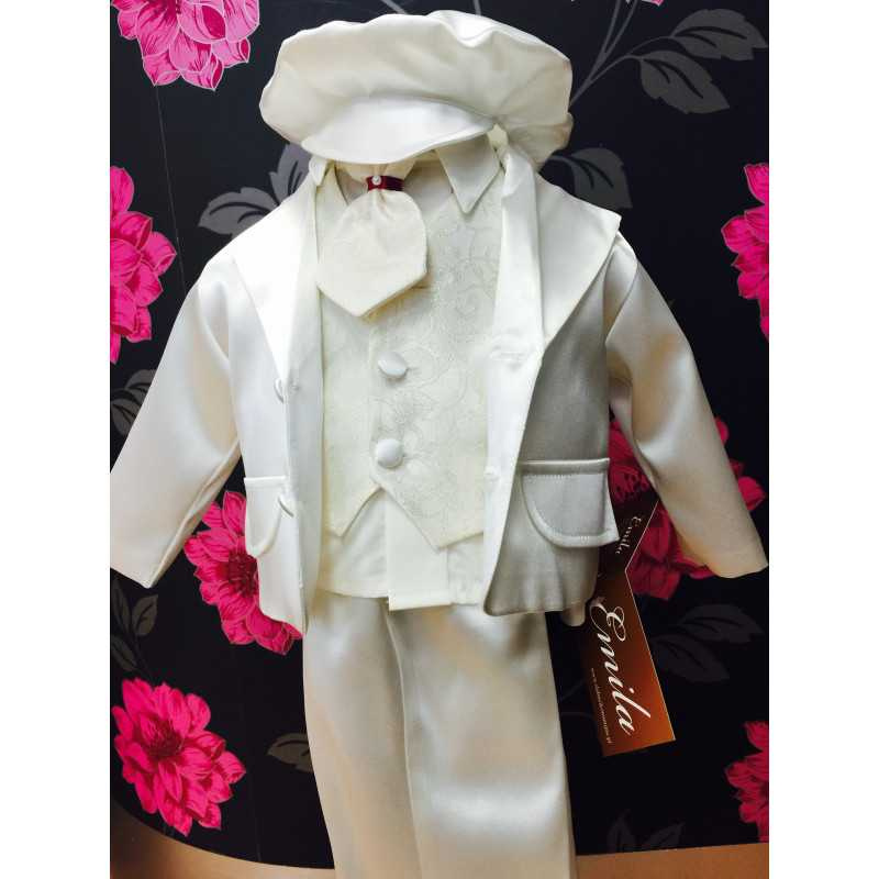 6 piece satin ivory christening suit 