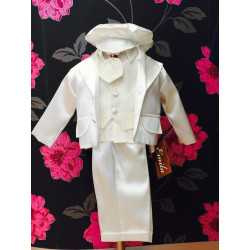 6 piece satin ivory christening suit 