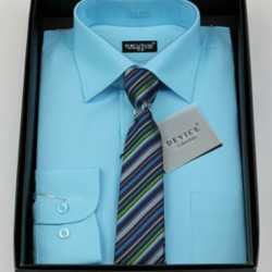 Boys Formal Blue Suit Shirt with Tie