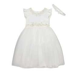 Couche Tot Ivory Floral Mesh Flower Girl Dress Style 1322