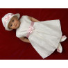 Ivory&Pink Lace Christening/Flower Girl Dress Set with Headband and Hat Hannah