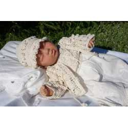 Handmade Beautiful Ecru Christening/Special Occasion Outfit for Girl style Ecru Flower 