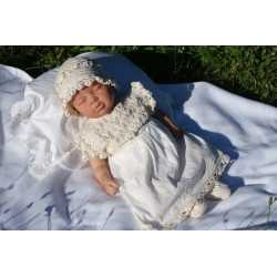 Handmade Beautiful Ecru Christening/Special Occasion Outfit for Girl style Ecru Flower 