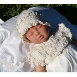 Handmade Beautiful Ecru Christening/Special Occasion Outfit for Girl style Ecru Flower 