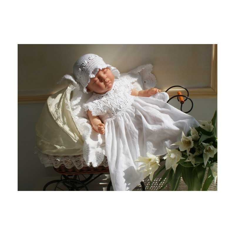 Handmade Beautiful Ecru Christening/Special Occasion Outfit for Girl style Ecru Flower 