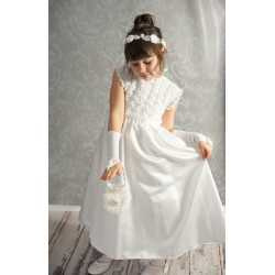 Handmade Communion Crochet Dress Style Satin Flower