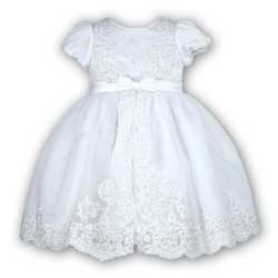 Sarah Louise White Bead and Flower Christening/Special Occasion Dress Style 070012B