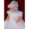 Baby Girls Christening White Dress with Bonnet Style Sophie