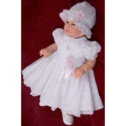 Baby Girls Christening White Dress with Bonnet Style Sophie