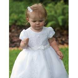 Sarah Louise Ivory Bead and Flower Christening/Special Occasion Dress Style 070012B