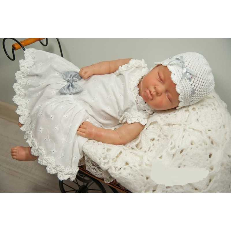 Beautiful Handmade Christening Linen White Dress Style POLA