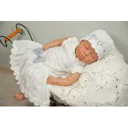 Beautiful Handmade Christening Linen White Dress Style POLA