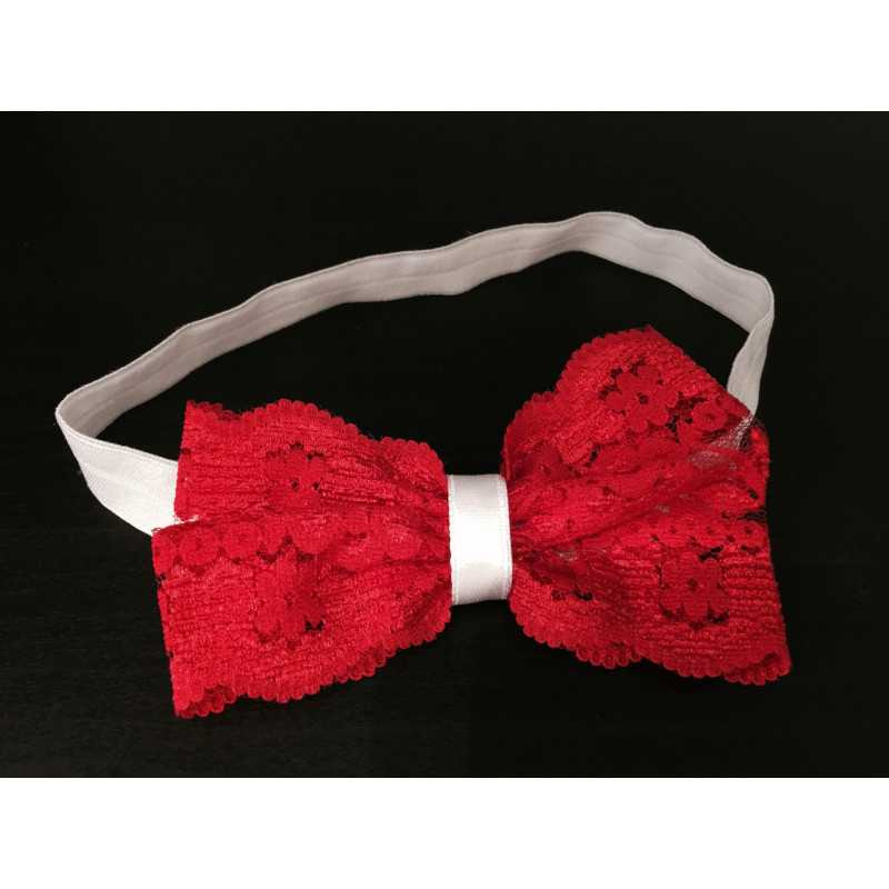 Red Lace Bow Headband op113