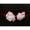 Lovely Burgundy/Cream Polka Dots Bow Handmade Headband op120