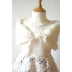 Elegant Ivory Faux Fur Communion/Special Occasion Bolero Cape Style 1799