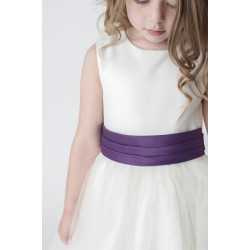 Lovely Ivory Flower Girls /Special Occasion Dress with Purple Sash style V353