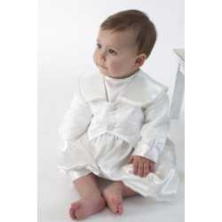 Boys Christening Romper in White BR02