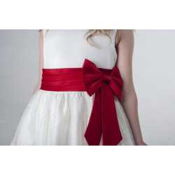 Flower Girls/ Special Occasions Dress in Ivory and Red Color Style V340