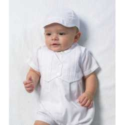 Sarah Louise White Boys Christening Romper Style 002210S