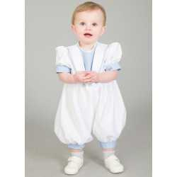 Christening Romper White/Blue br21