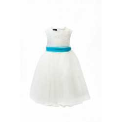 Ivory / Turquoise Flower Girl / Special Occasions Dress Style 354