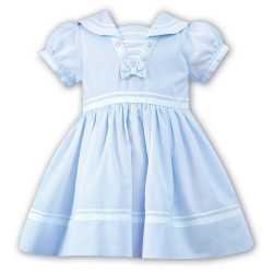 Sarah Louise Special Occasion Baby Sailor Blue & White Dress Style 010814