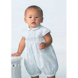 Sarah Louise Baby Girls Ivory & Blue Flower Romper Style 010740