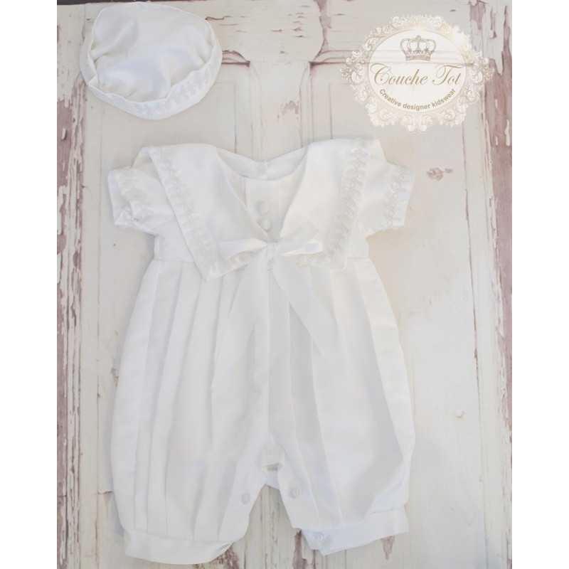 Baby Boy White Christening Romper style CHR502 